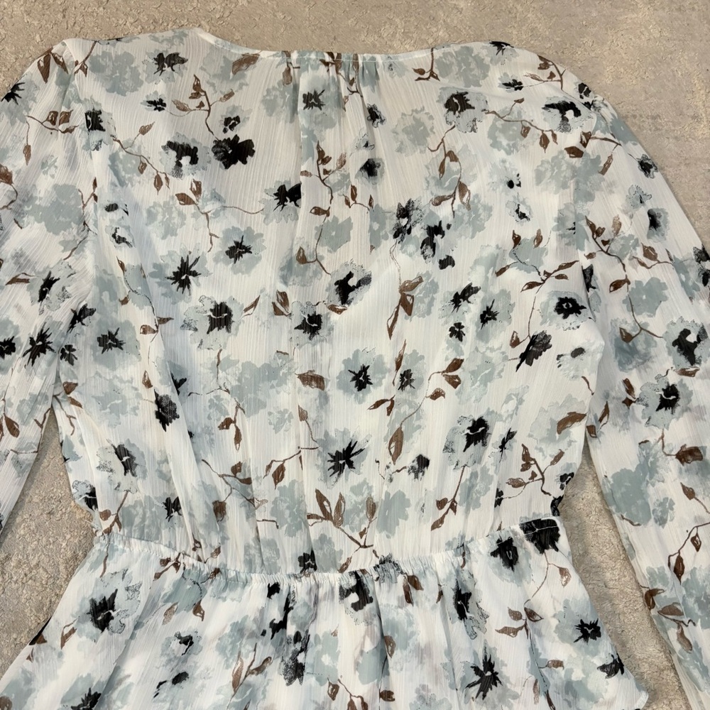 Gentle Fawn Floral Tiered Long Sleeve Chiffon Amilla Dress Size Small - Picture 11 of 12